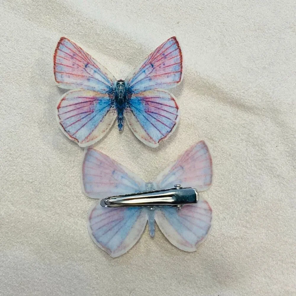 NWOT Etsy Handmade Silk Butterfly Hair Clips 2 Pieces Multicolor Size 2